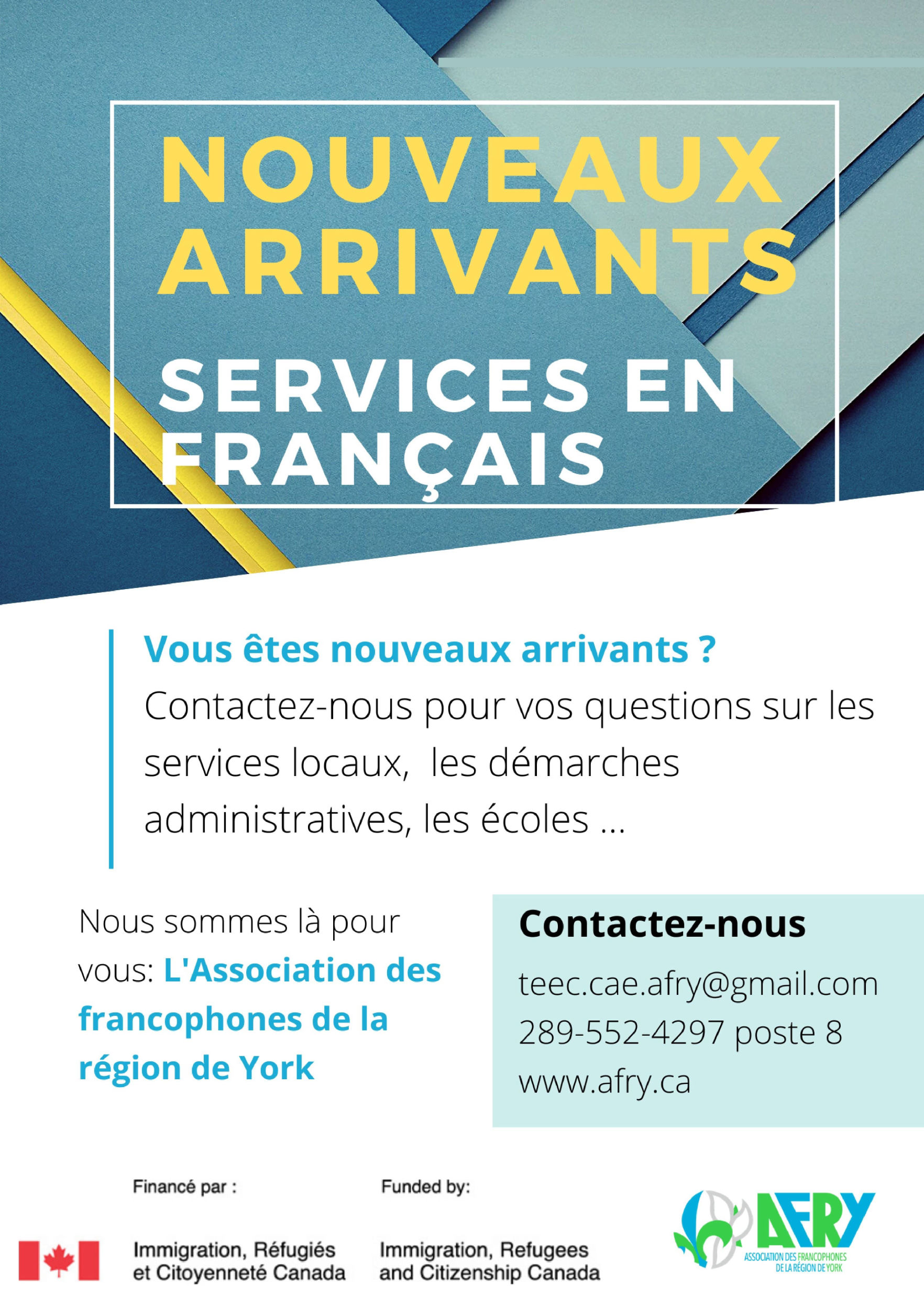 nouveaux arrivants - services en français